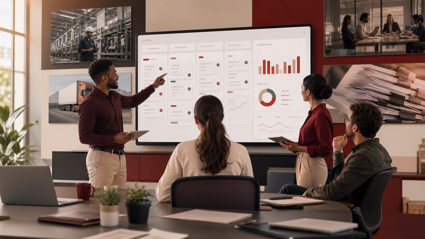 Equipo analizando procesos, indicadores y resultados en un panel de gestión