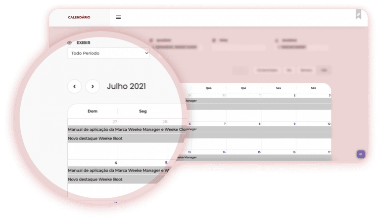 Calendar interface integrated with Weeke Manager