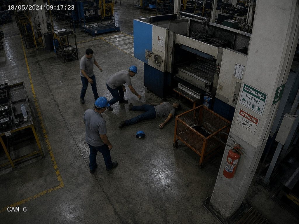 Cámara que identifica a la persona tirada en el suelo