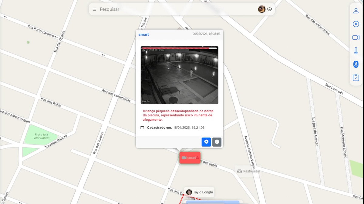 Safe Map Pantalla de alertas instantáneas